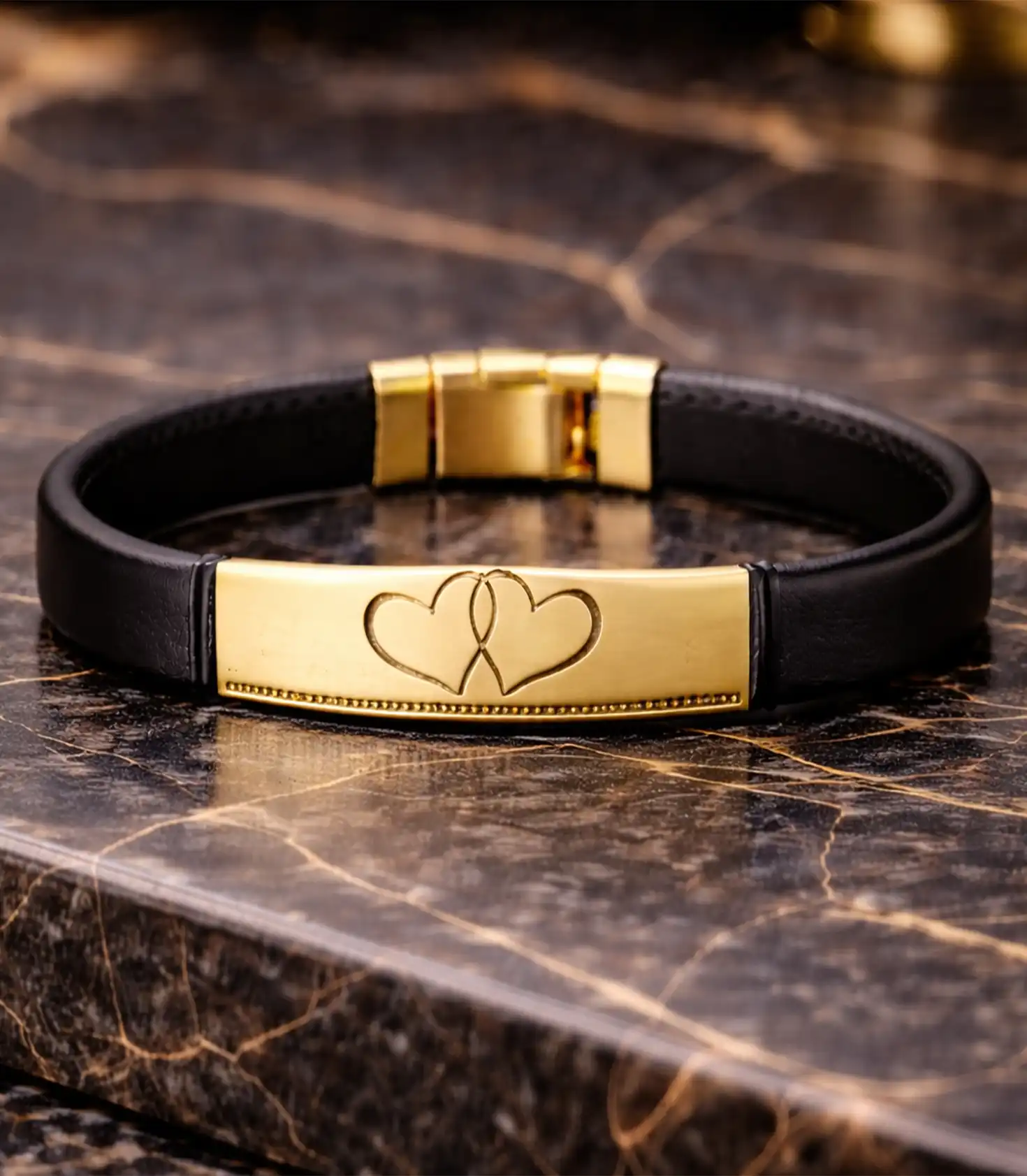 دستبند چرمی طلا سفارشی کد1205