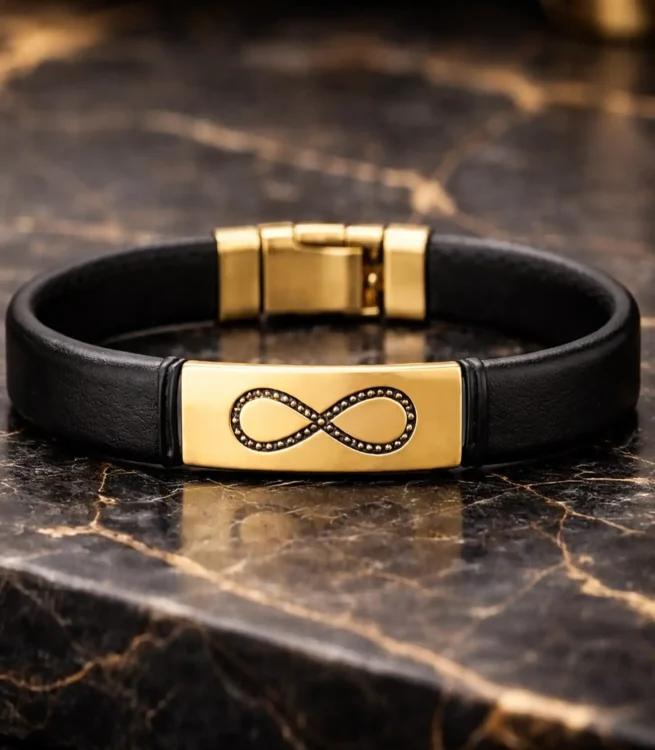 دستبند چرمی طلا سفارشی کد1201