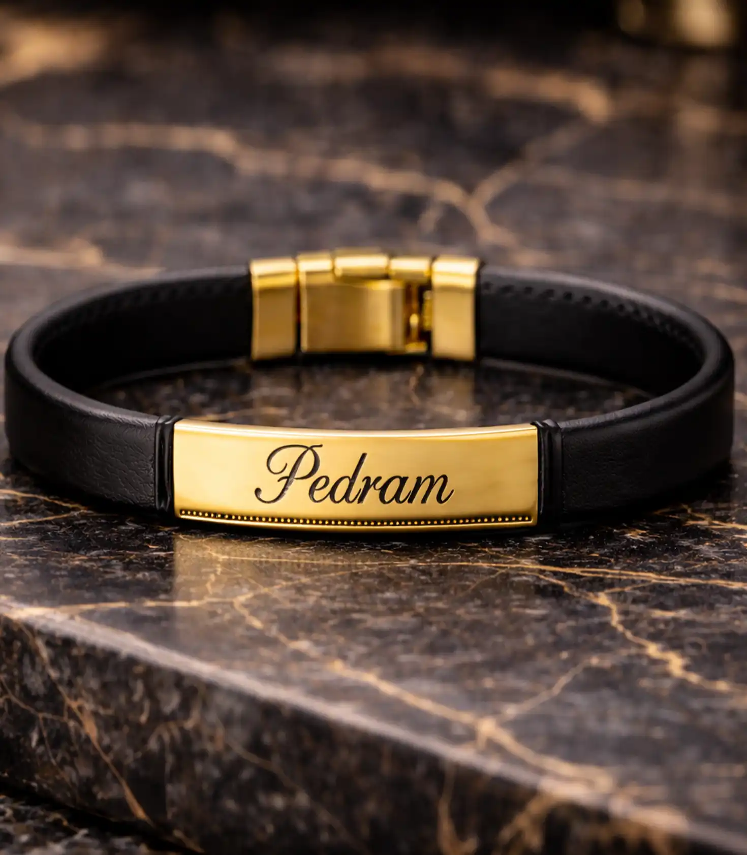 دستبند چرمی طلا سفارشی کد1227